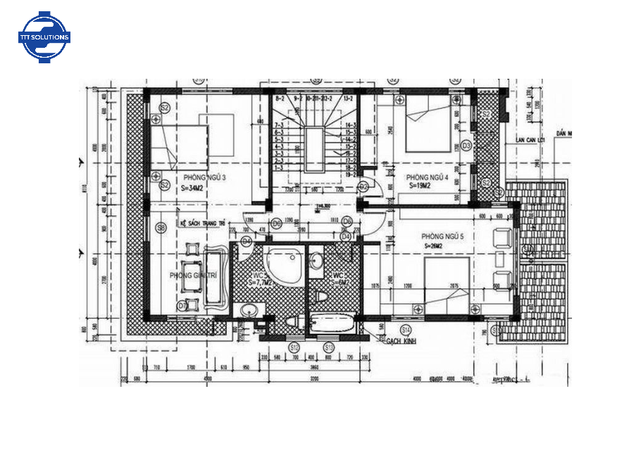 Bản vẽ rất chi tiết và thể hiện được từng vị trí của biệt thự và ý đồ kiến ​​trúc của kiến ​​trúc sư.